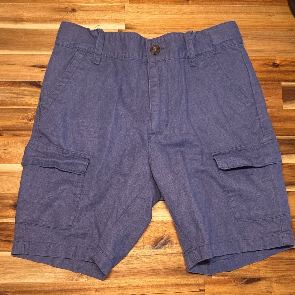 Janie and Jack‎ Boys Cargo Shorts | Size 7 | Linen-Cotton Blend | Dusty Blue